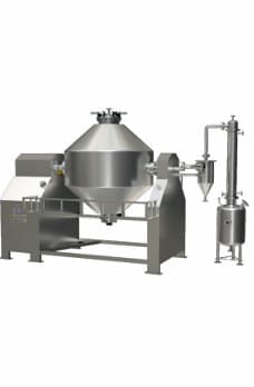 A glass-lined rotary cone vacuum dryer.